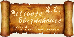 Milivoje Bliznaković vizit kartica